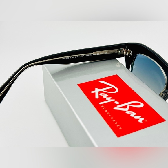 Ray-Ban State Street Women’s Sunglasses RB2186 Black Transparent frame Blue Lens - Picture 12 of 15